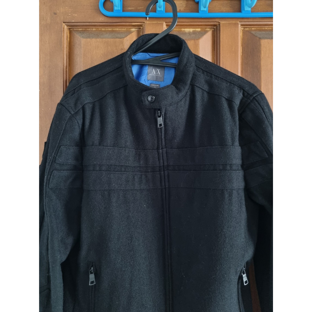 JAKET BIKER WOOL BLEND PRIA ARMANI EXCHANGE ORIGINAL