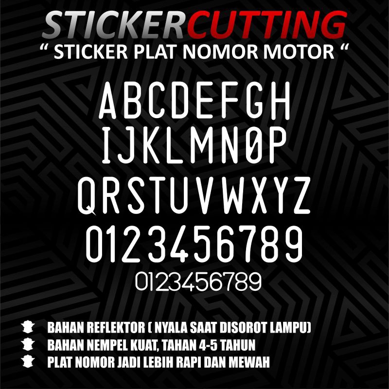 sticker cutting plat nomor MTR font new bulat