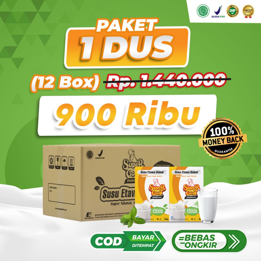 

Supergoat Platinum Stevia Susu Kambing Etawa Bubuk Solusi Diabetes 12 Box