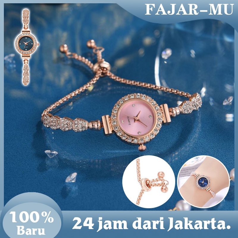 Jam Tangan Tali Serut Jam Tangan Wanita Quartz Jam Tangan Elegan Tali Rantai Serut Simple