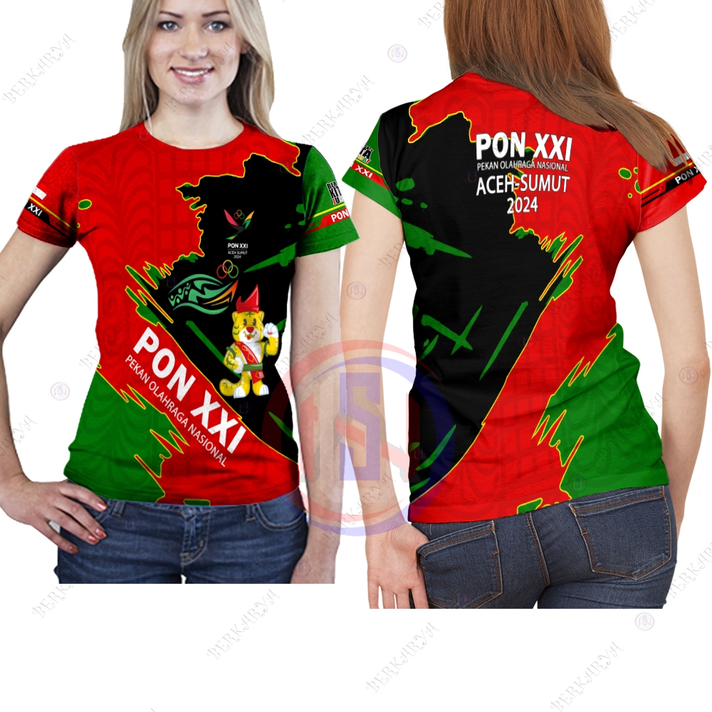Baju PON ACEH SUMUT Terbaru / Kaos Pon Aceh Sumut / Kaos Wanita Baju Pon Aceh Fullprint Terbaru 2024