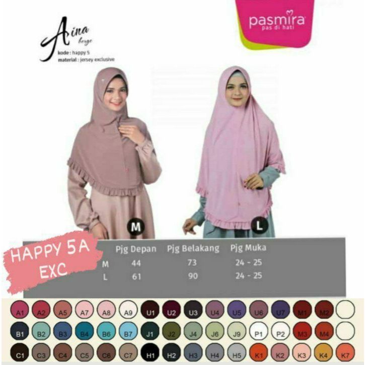 READY HIJAB DEWASA PASMIRA HAPPY 5A EXCLUSIVE TERMURAH & CANTIK