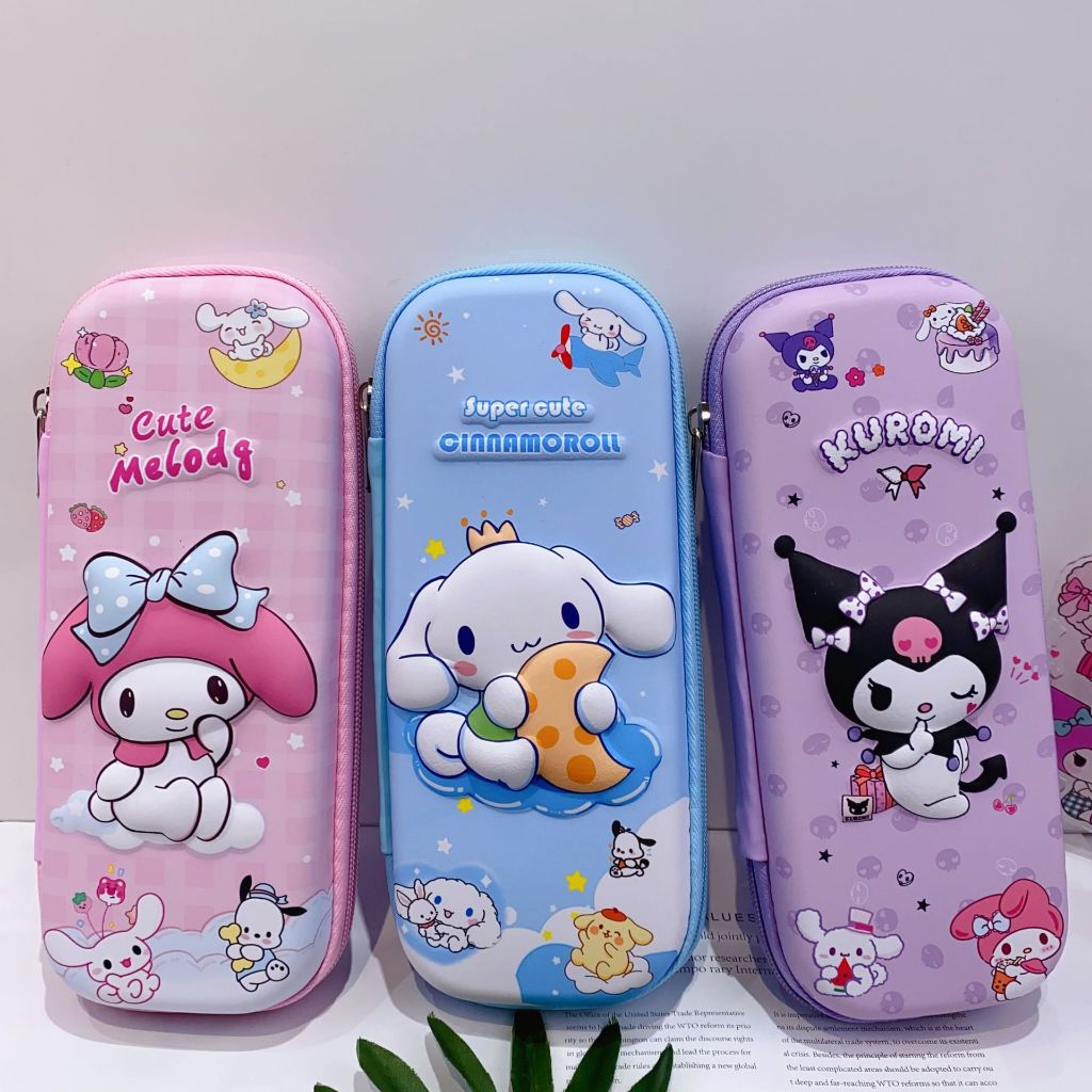 

3373 Kotak alat tulis pensil EVA 3D dua ritsleting motif karakter fiksi dan capybara