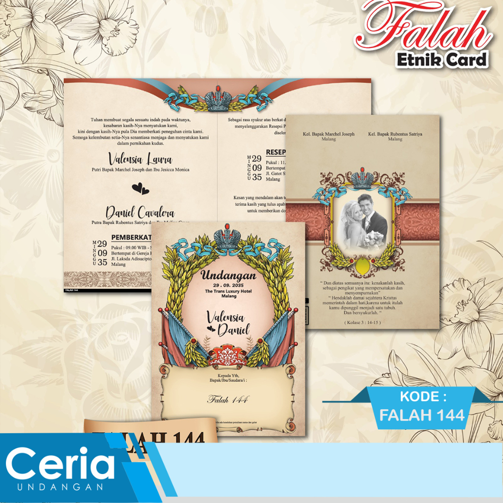 Blangko Undangan Pernikahan atau Undangan Nikah Murah Merek Falah 144 Free File Setting