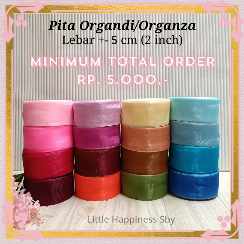 

Murah! (Ecer Meteran) Pita Organdi Organza 5cm 2 inch transparant halus shimmer buket bunga dekorasi jepit