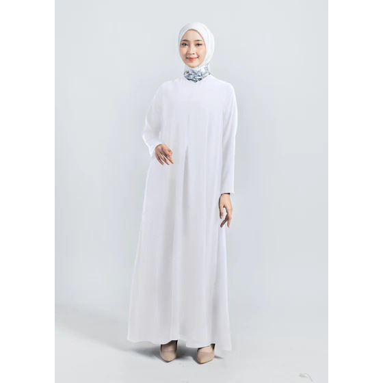 ELZATTA Basic Gamis Crinkle - Fashion Muslim Pakaian Muslim Gamis Dress Hitam, Putih, Nude