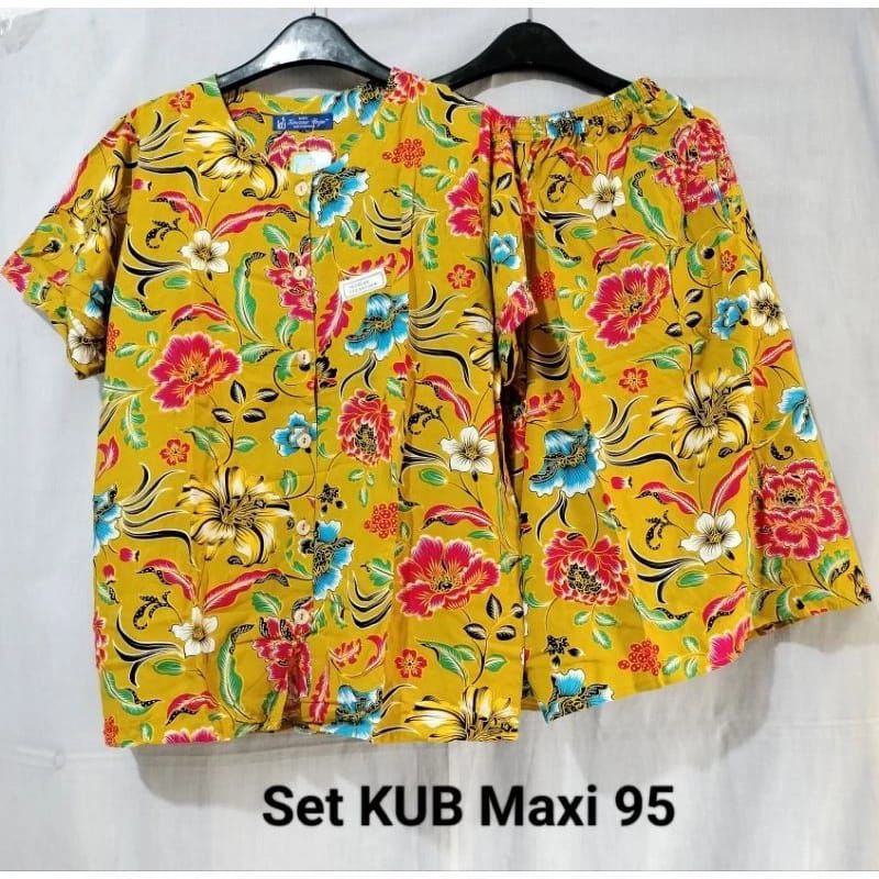 setelan kulot kencanana unggu bunsui stelan babydoll Label biru Batik kencana ungu