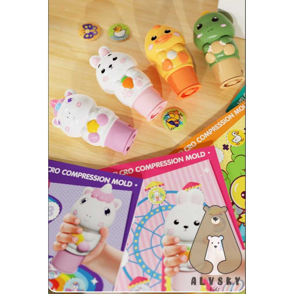 

MAINAN EDUKASI STICKER MAGIC STAMP ANAK VELCRO KARAKTER LUCU BEBEK UNICORN KELINCI DINO / STEMPEL STIKER LUCU ANAK
