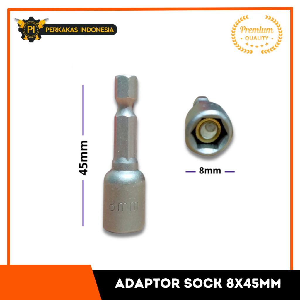 Sambungan Bor Adapter Sambungan Kunci Mata Bor 8 x 45 mm Adaptor Sock Drilling Mata Bor 8x45 mm Adap