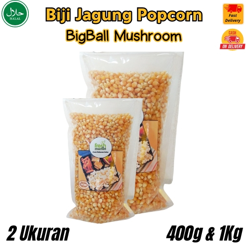 

Bahan Mentah / Biji Jagung Bigbaal Mushroom Untuk Popcorn 400g & 1Kg / Halal