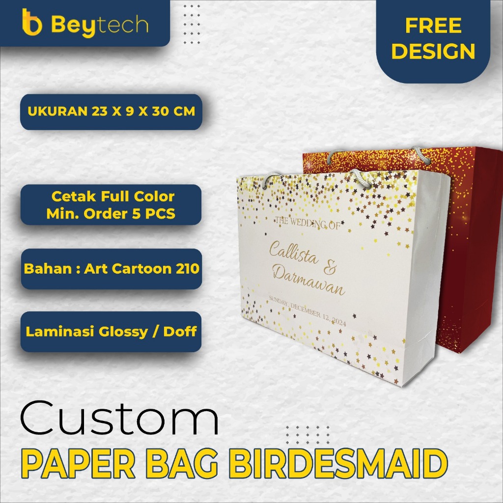 

Paperbag Bridesmaid Custom Paper Bag/ Custom Paperbag Souvenir