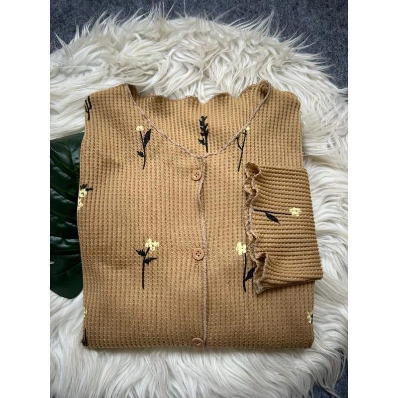 Cardigan Rajut Motif Model Crop - Cardigan Motif Cewe Lengan Panjang - Sweater Cardigan