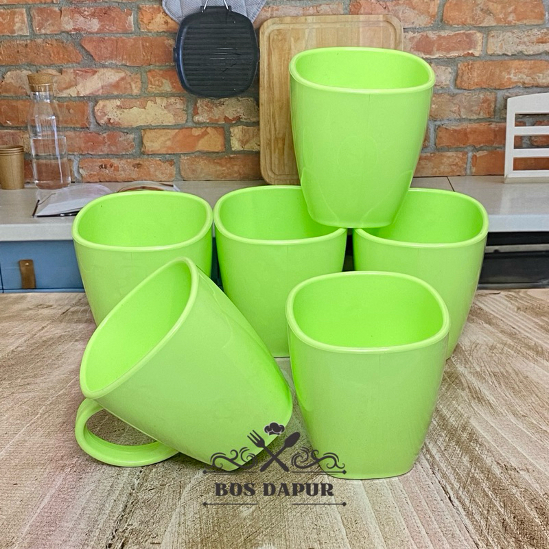 Promo 6 Pcs Gelas Melamin Gagang dinner ware hitam (133) 400ML/Gelas Teh Melamin / gelas kopi / gela