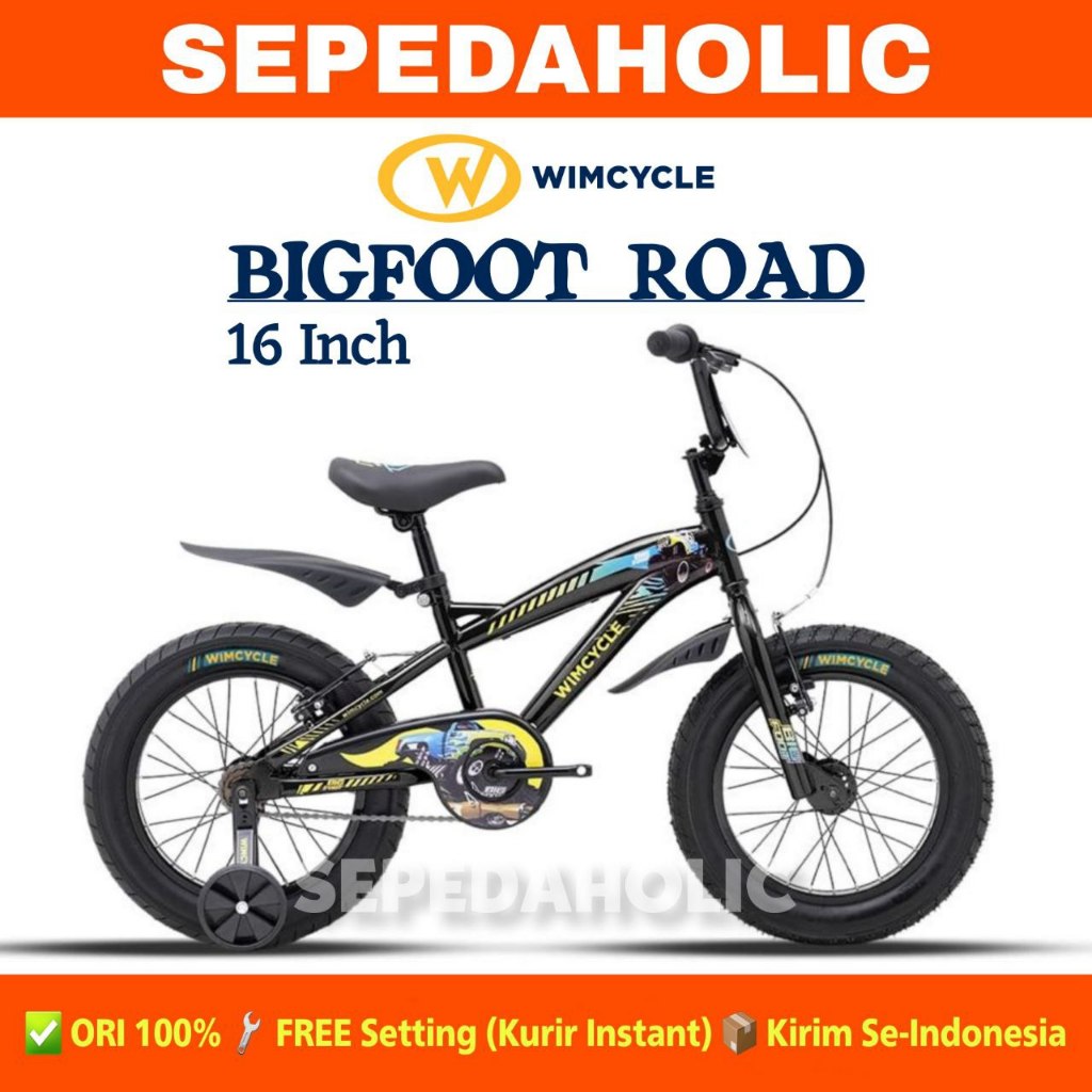 Sepeda Anak BMX WIMCYCLE BIGFOOT ROAD SERIES Ukuran 16 Inch Ban Jumbo 3.0 Usia 4-6 Tahun