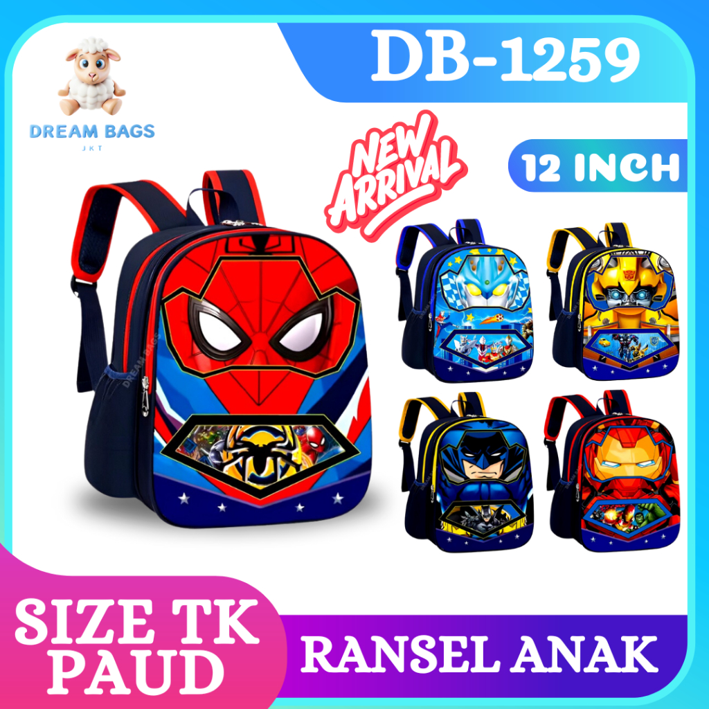 Tas Anak TK Karakter Timbul Import DB-1259 Laki Laki - Cowok