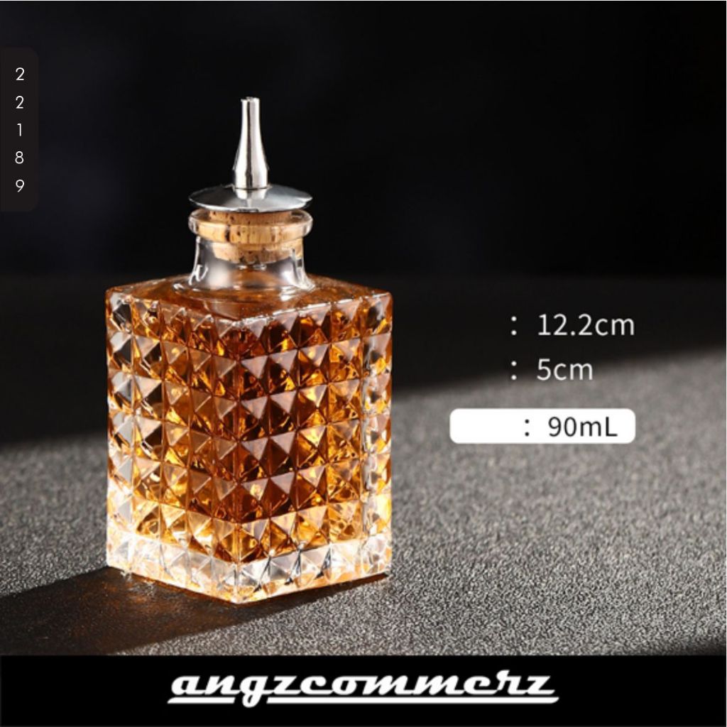 Botol Minum Alkohol Kaca Bitter Glass Bottle Square Bartender Tools 90 ml SY