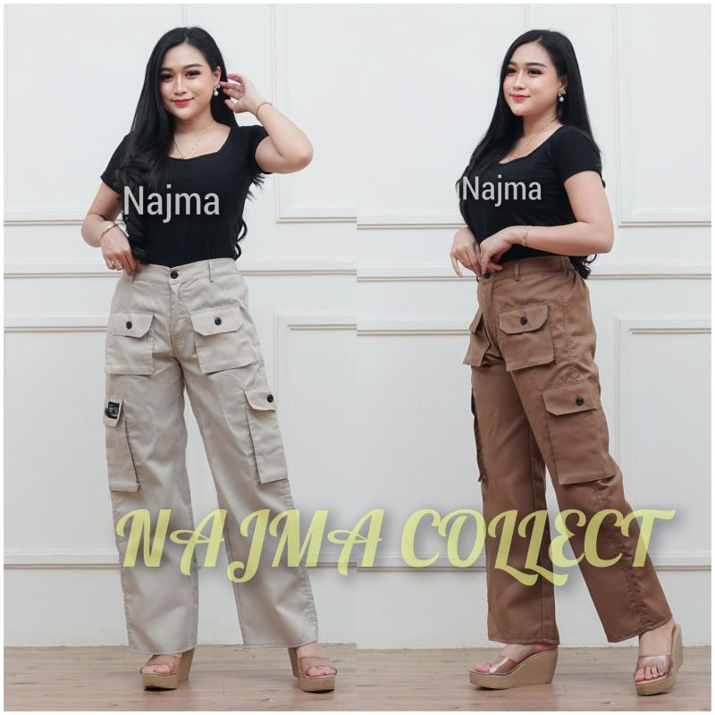 Celana Cargo Drill Pasir Putih Highwaist Loose Celana Cargo Wanita Korea(realpict) Cargo Pants Wanit