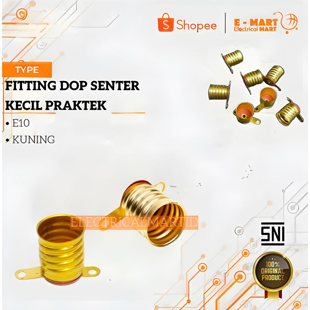 FITTING Lampu Bohlam Fiting DOP SENTER Drat Kuning Kecil Praktek