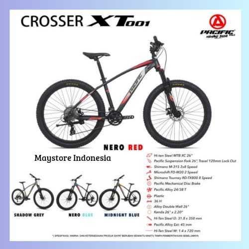 SEPEDA GUNUNG 27.5" INCH MTB PACIFIC CROSSER XT 001 SHIMANO 16 SPEED,SEPEDA READY SEMUA WARNA - BERG