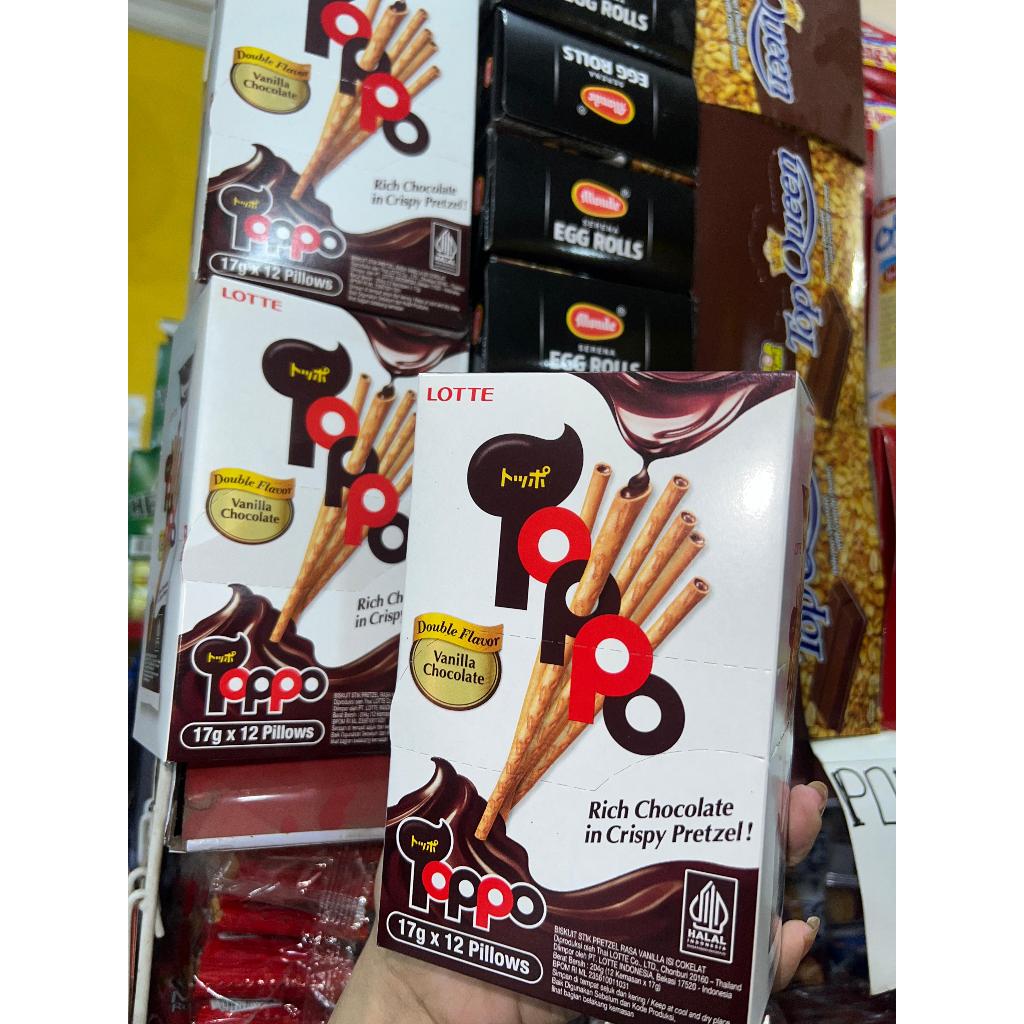 

Lotte Toppo Biskuit Stik Petzel Coklat 1 box isi 12 pcs