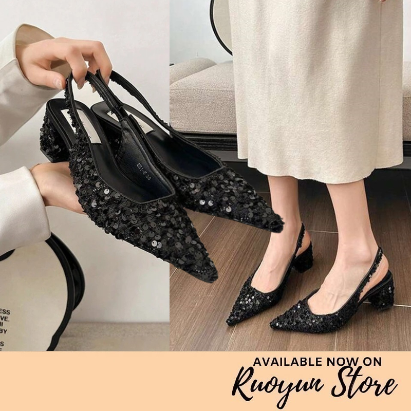 RYS - Daphne Sequinn Sepatu Heels Slip On Wanita Fashion Pesta - Ori Import
