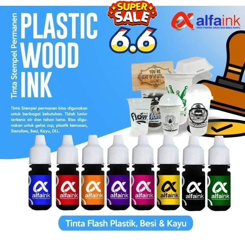 TINTA PERMANENT UNTUK STEMPEL FLASH | MEDIA PLASTIK KAYU BESI | ORIGINAL 100% | ALFAINK