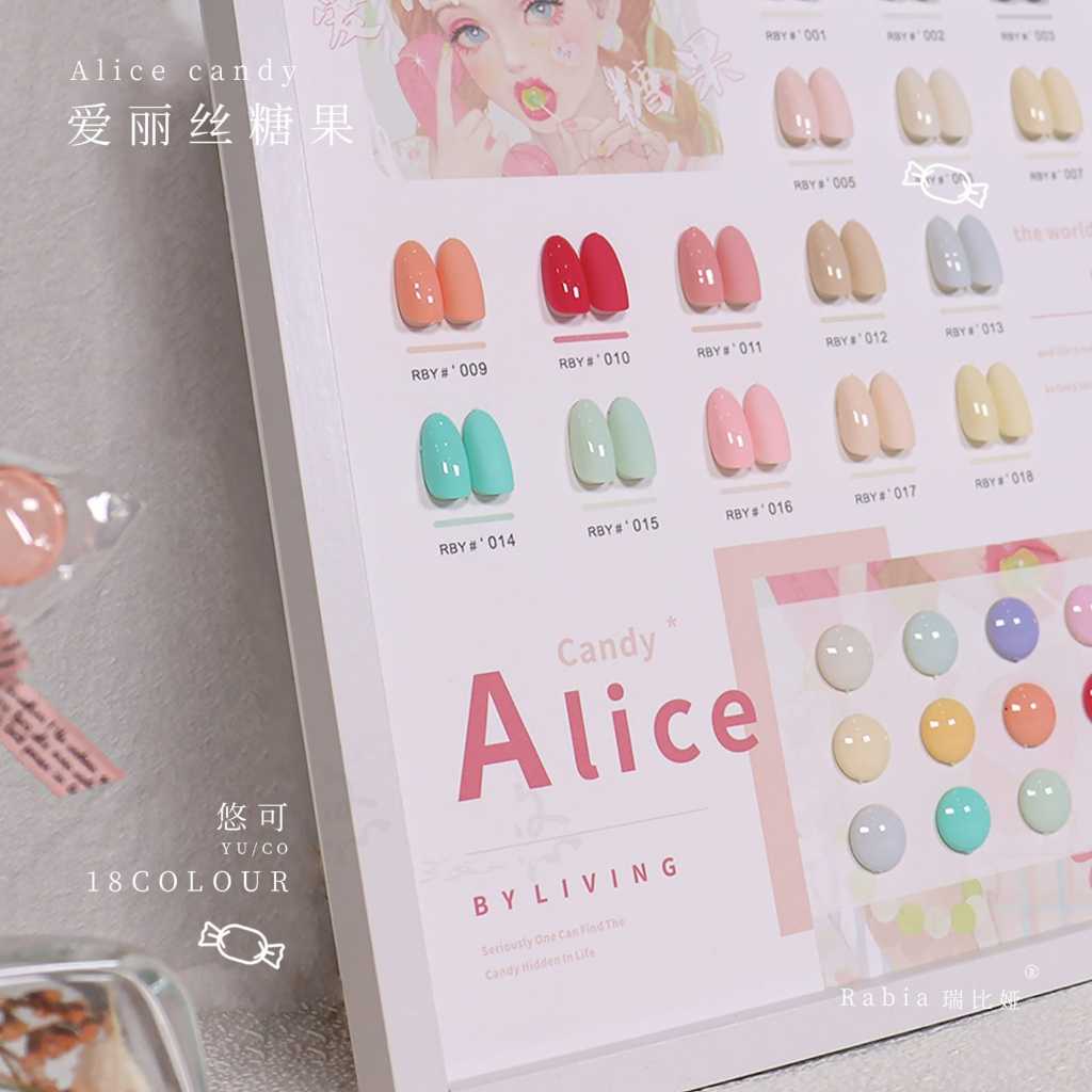 18 WARNA ALICE CANDY GEL SET KUKU FREE DISPLAY COLOUR NAIL / KUTEK GEL 15ml POLISH 1SET18 WARNA ALIC