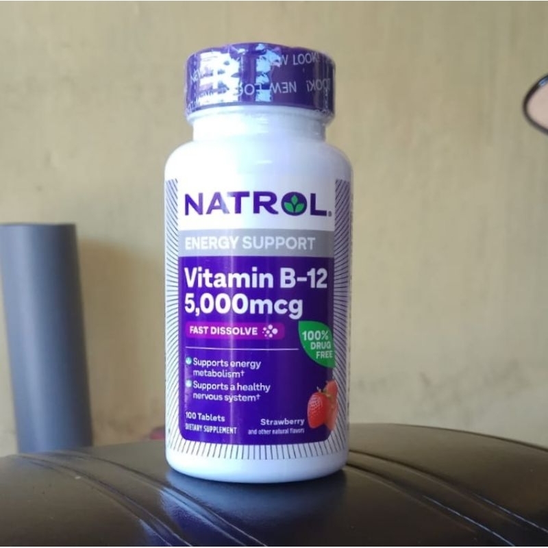 Natrol vit B12 vitamin B-12 5000 mcg isi 100 strawberry flavour