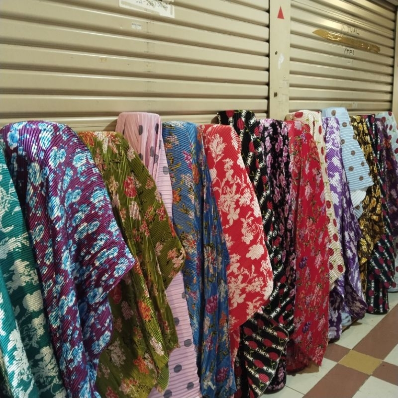 (Cod) Bahan Kain Plisket Motif/Kain Plisket Motif Mewah/Bakal Kain Plisket Motif Terbaru
