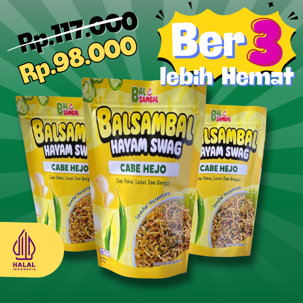 

Balsambal - dapat 3 pcs ayam swag cabe hejo/sambal nusantara