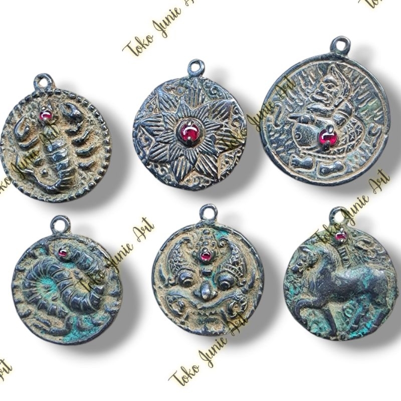 Liontin Kalung Model Majapahit Perunggu Batu Merah Siem