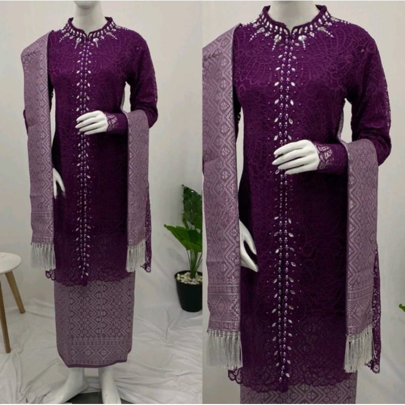 Stelan Kebaya Burgendi | stelan kebaya | kebaya songket | kebaya modern | atasan kebaya | rok songke
