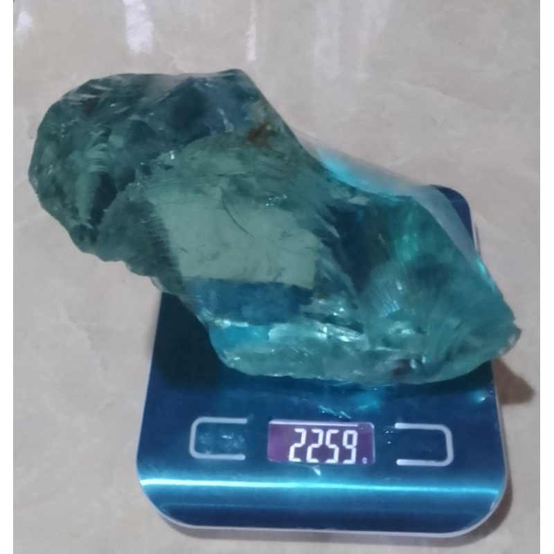 Batu Obsidian Bongkahan Biru Laut