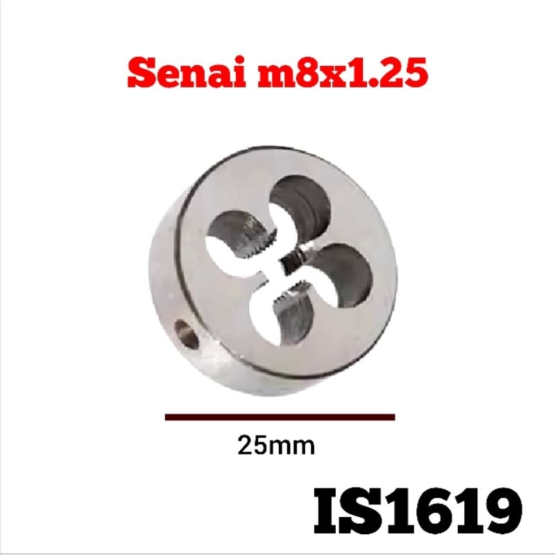 1pcs mata senai snai snei senei m8x1.25 baut 12 round die tap lebar 25mm