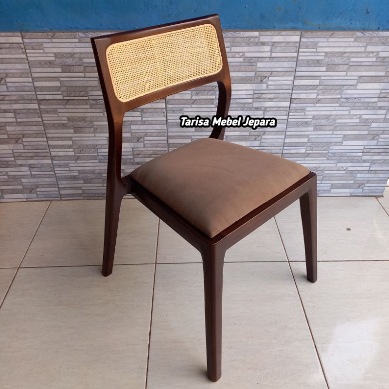kursi makan caffe resto kursi jati perhutani combinasi rotan busa