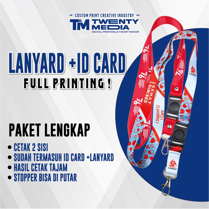 

LANYARD ID CARD CUSTOM PROSES 2 - 3 HARI / CETAK TALI LANYARD PRINTING 2 SISI FULL COLOR