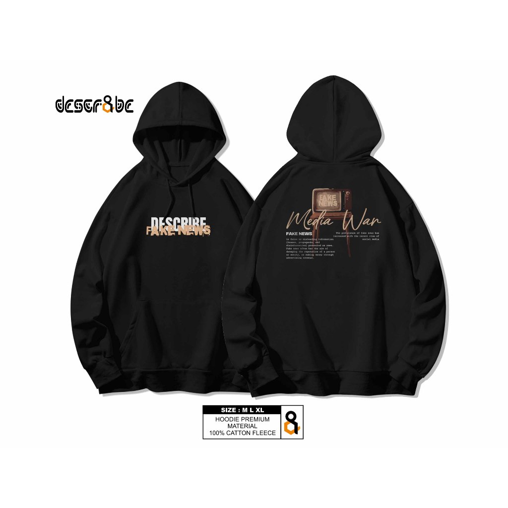 DESCRIBE Sweater Hoodie Hitam Unisex Flacee Tebal Gramasi 280