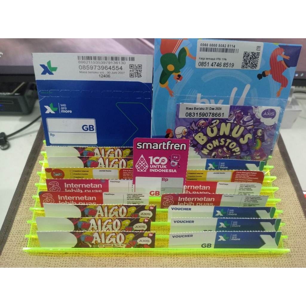 

Akrilik tempat kartu perdana / voucher Akrilik rak kartu perdana / voucher cocok untuk konter pulsa