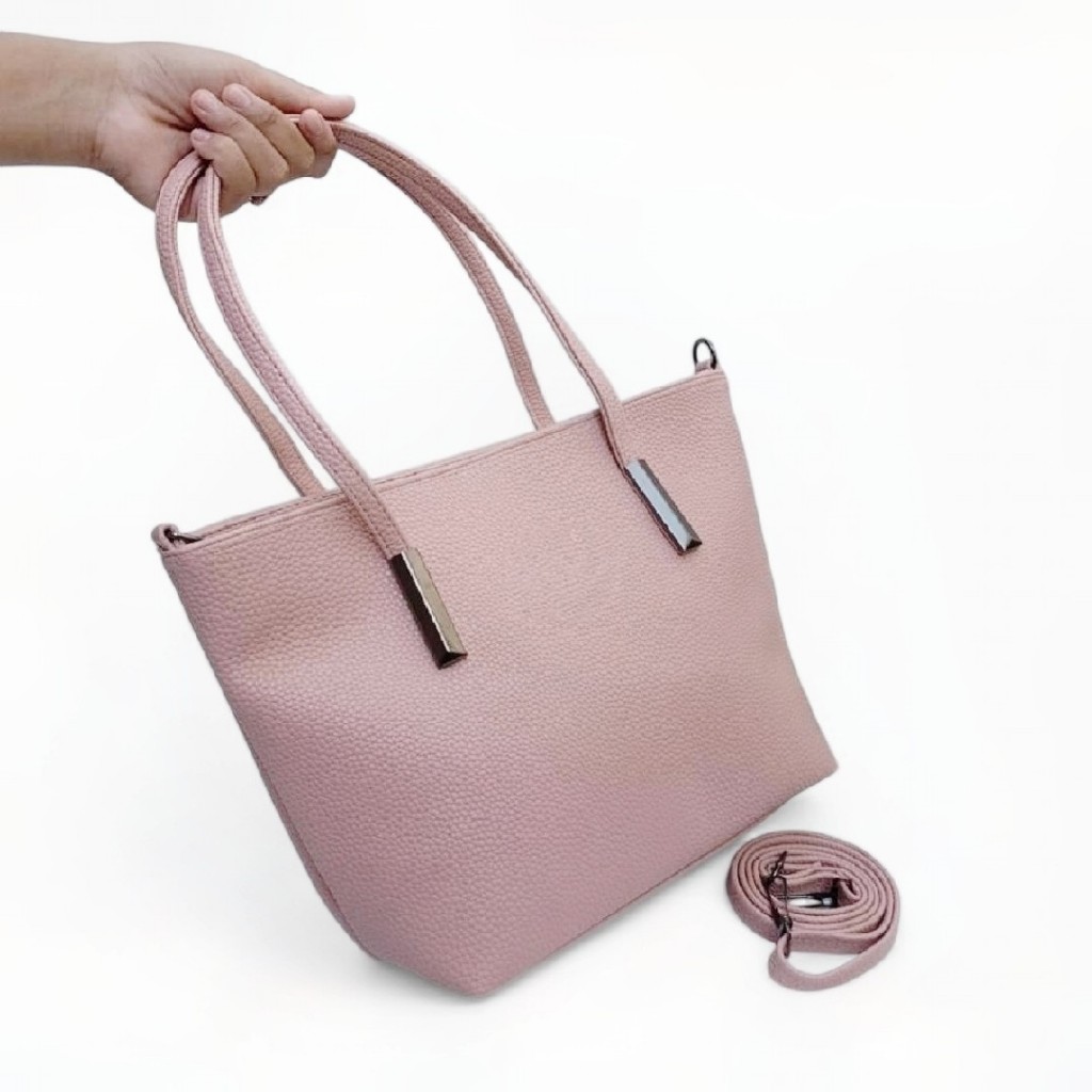 Rihaga - Totebag Wanita Besar Kulit Jeruk Tebal Formal Kerja Kuliah Tas Selempang