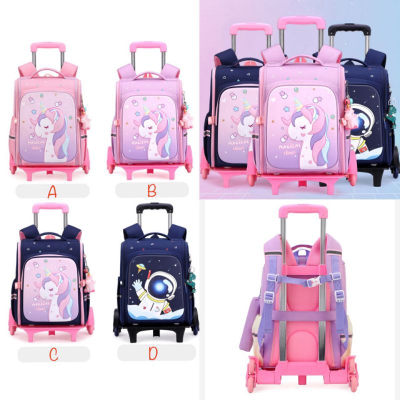 [ TROLLEY BAG UNICORN & ASTRONOT IMPORT ] Trolley bag import anak laki dan perempuan  tas anak troll