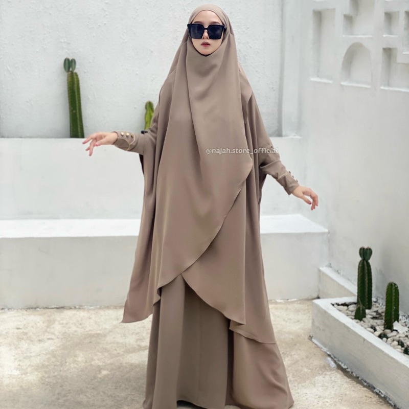 Najah - SET Zulaikha Abaya dan French Khimar Zeana