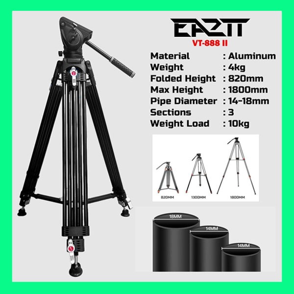 EA2TT VT-888 II VT888 II Video Professional Tripod