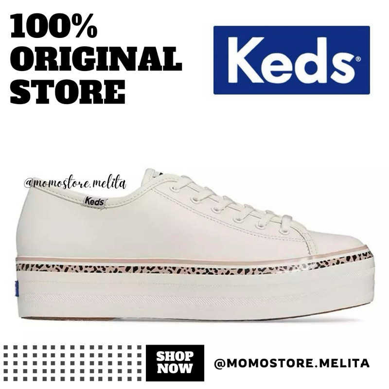 KEDS Triple Up Leather Leo Stripe Sepatu Sneakers Wanita Branded Original Store