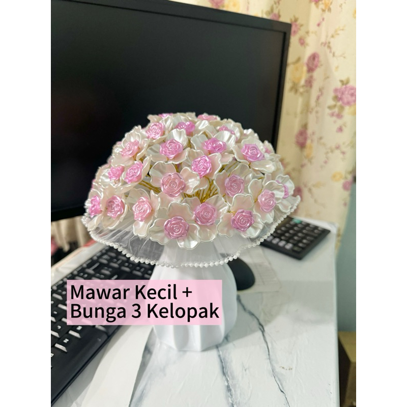Bunga MAWAR [kecil] Bunga artificial bunga Diy handmade bunga manik bunga mote buatan tangan / bunga