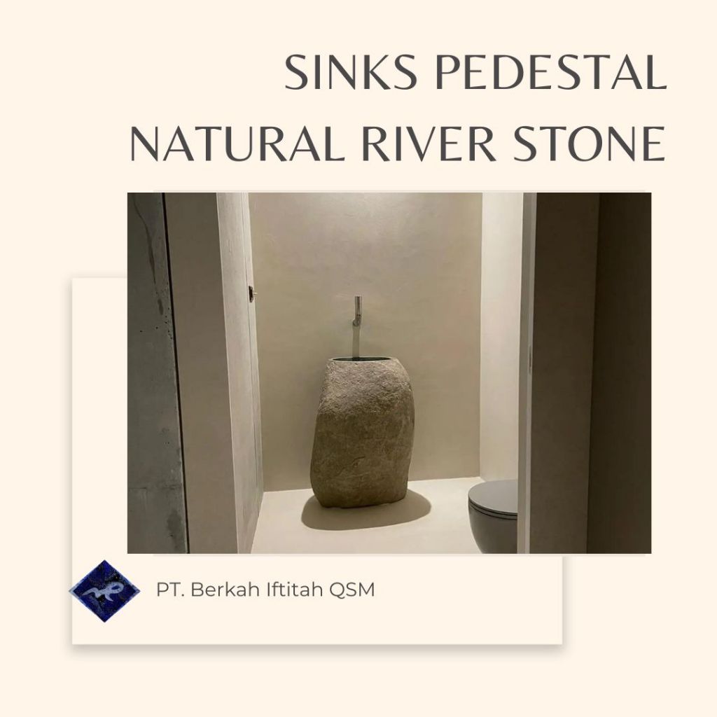 wastafel pedestal batu kali natural sink pedestal