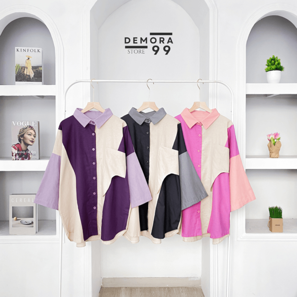 MAIZA SHIRT Baju Kemeja Wanita Kemeja Kantor Baju 2 Warna Bahan Linen