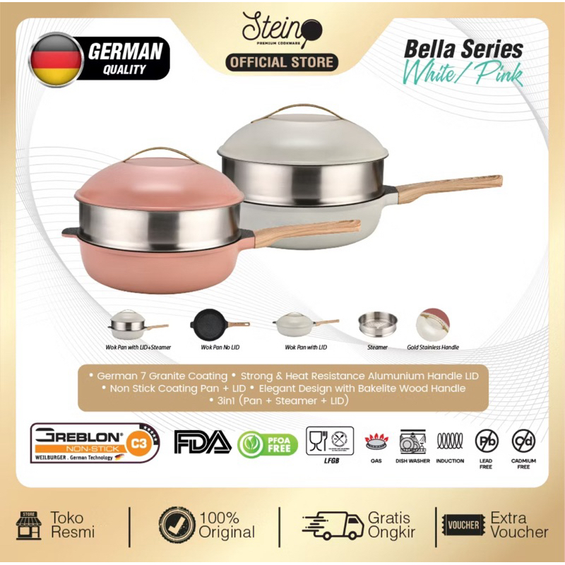 Bella Steincookware Panci Stein Kukusan Stein