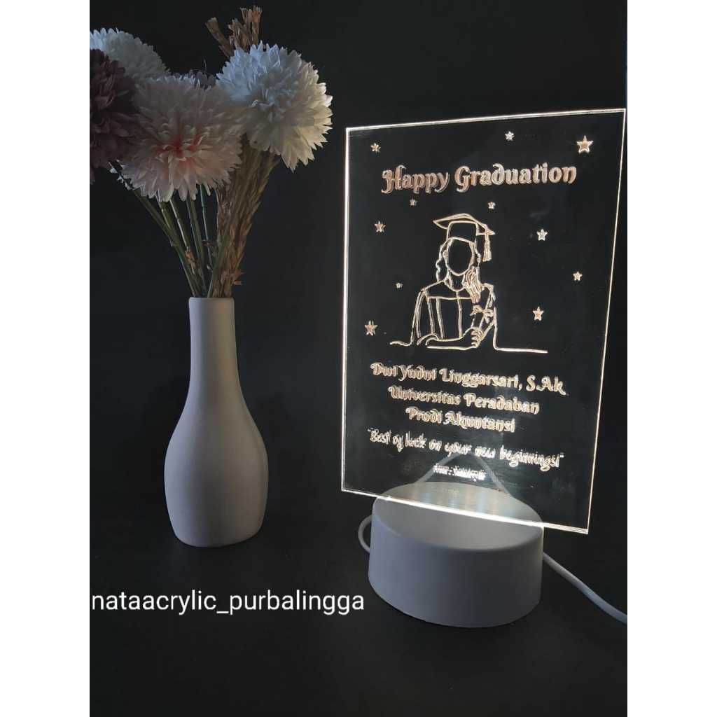 Gift Wisuda dengan Lampu/Hadiah Wisuda/Souvenir Wisuda Custom/Plakat Wisuda