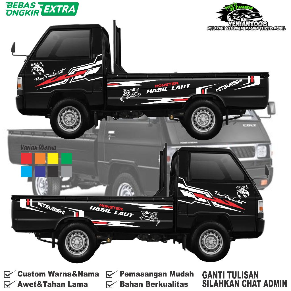 Stiker Cutting Mobil Pickup Mitsubishi L300 Stiker HASIL LAUT Stiker Variasi Mobil Pickup L300