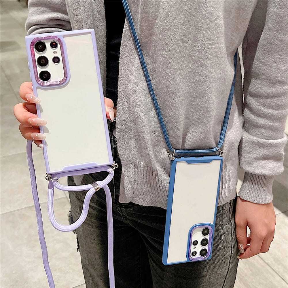 Case Suitable For A52 A52S S21 FE S22 S22 Plus Ultra SlingCase Lanyard Candy Macaron Plating